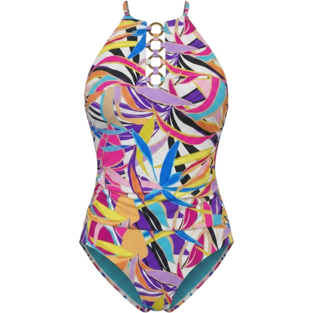 BLEU ROD BEATTIE One Piece Swimsuit Women 10 Multi RBLC25280 Halter
